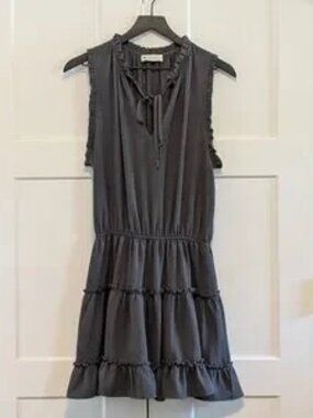 Blue Halter Tiered Mini Dress